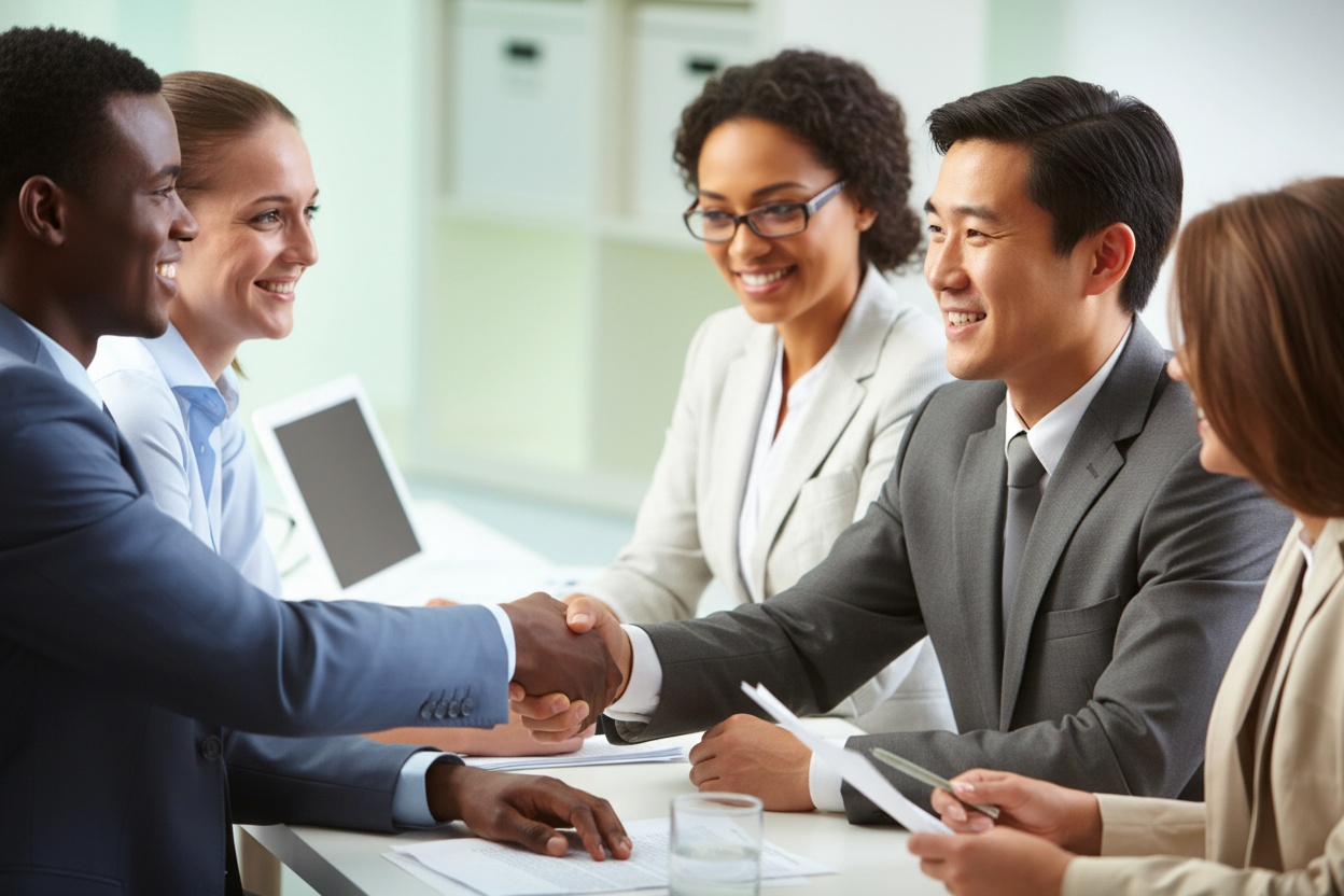 Business meeting diversity transformation - after