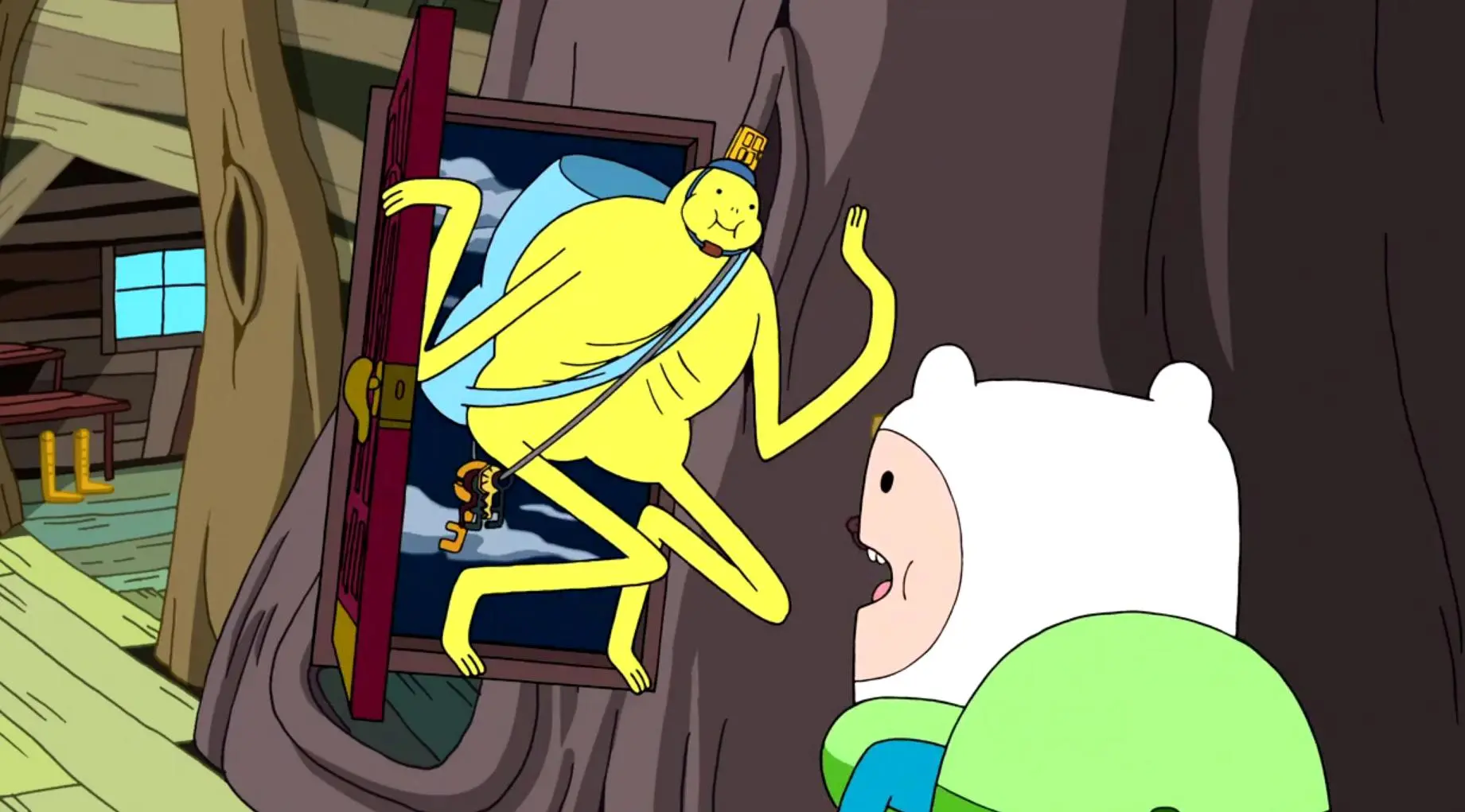 An enigmatic creature featured in an episode of Adventure Time which summons doors into existence through the use of magic keys. https://en.wikipedia.org/wiki/What_Was_Missing