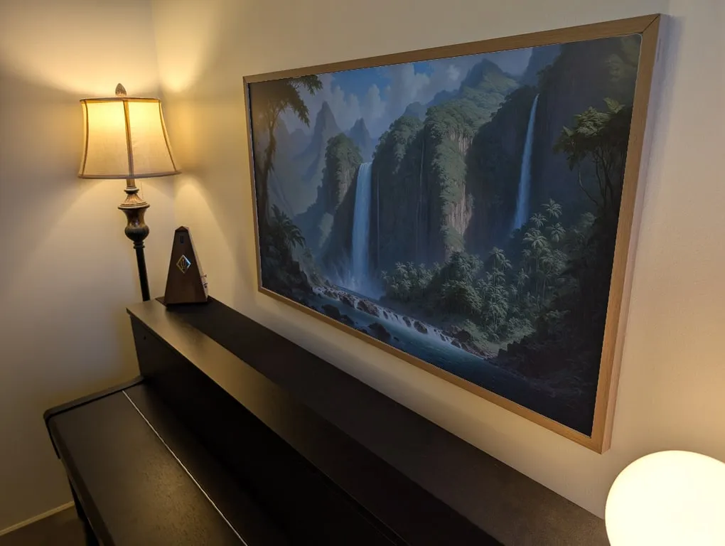 Samsung Frame TV displaying AI-generated artwork