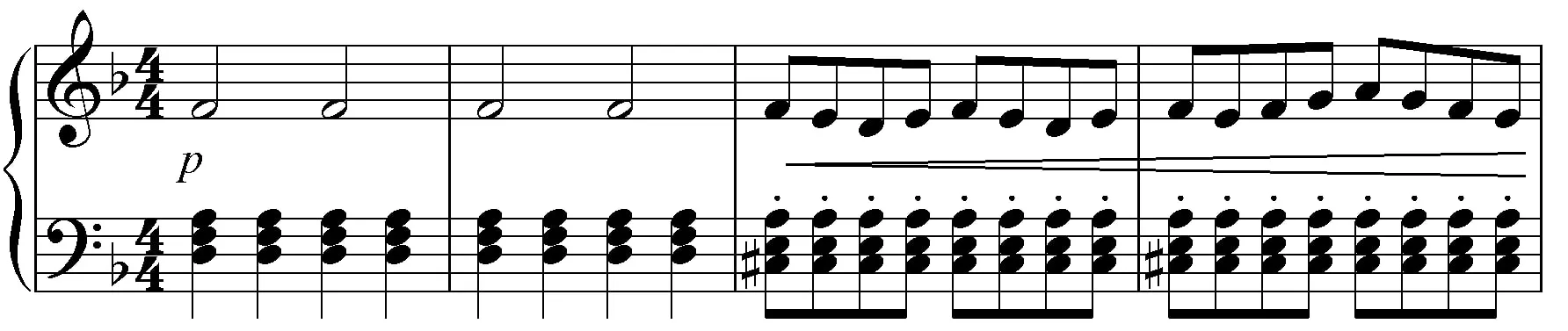 First four bars of Screwdriver Sonata in D Minor
