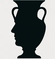 Optical illusion showing faces and a vase
