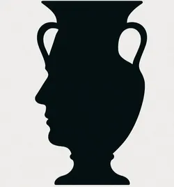 Optical illusion showing faces and a vase